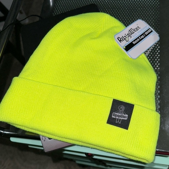 Refrigiwear knit hat winter snow safety neon highlighter yellow cap acrylic - Picture 1 of 3